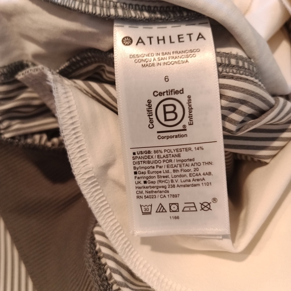 ATHLETA Brooklyn Mid Rise Ankle Pants City Stripe Gray White Size 6 - Picture 5 of 7